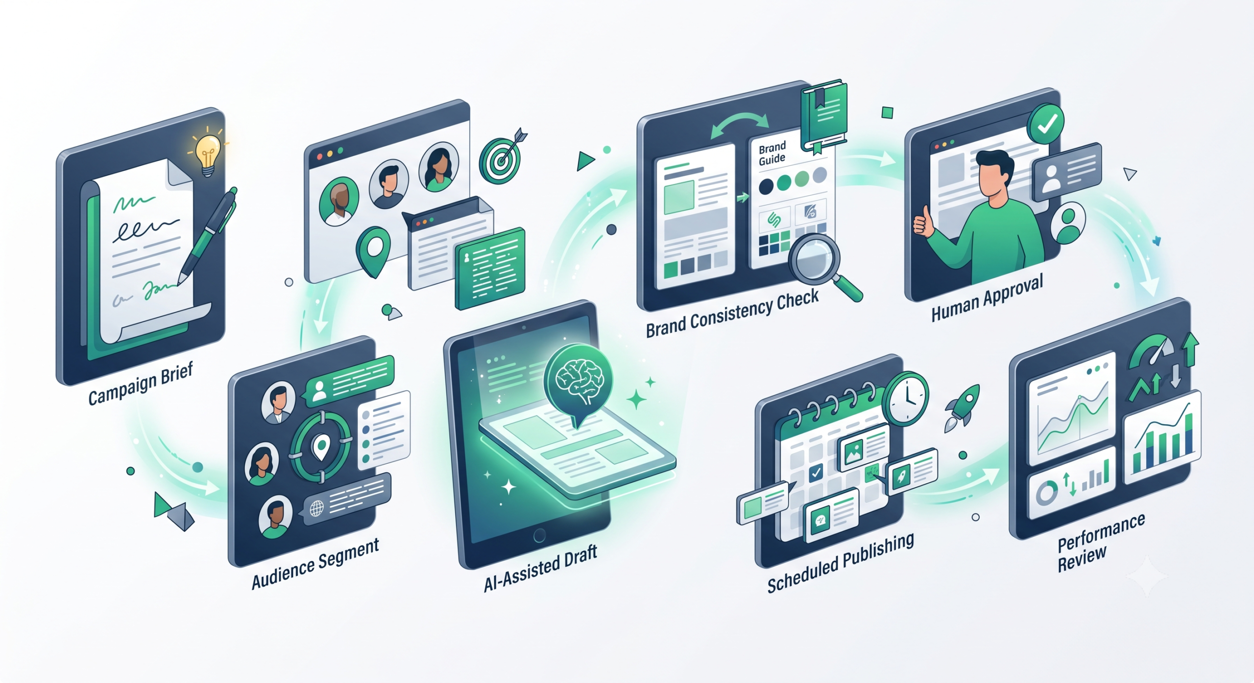 Automated branding campaign workflow with approval step