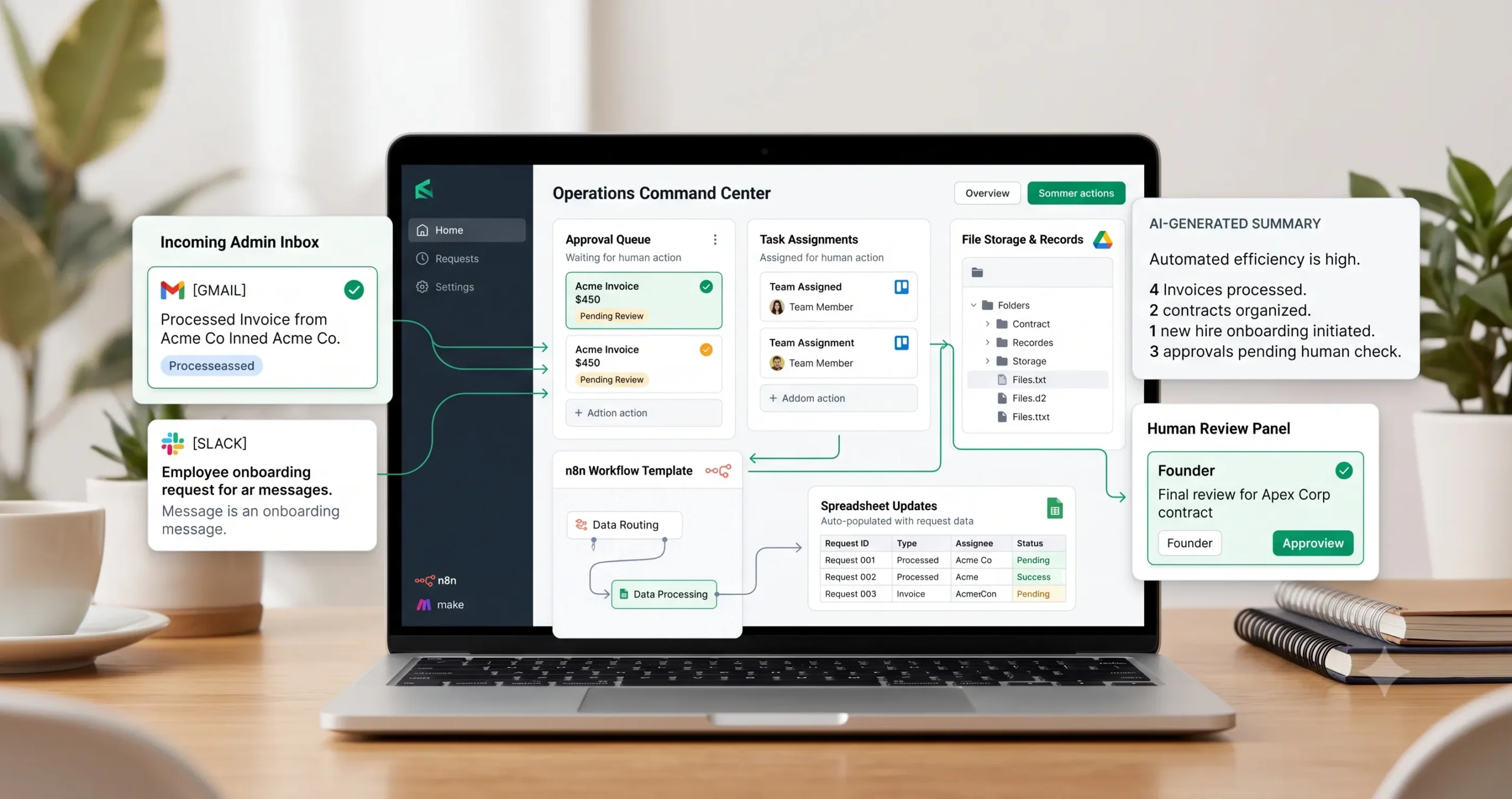 Admin and back office automation template for small business operations