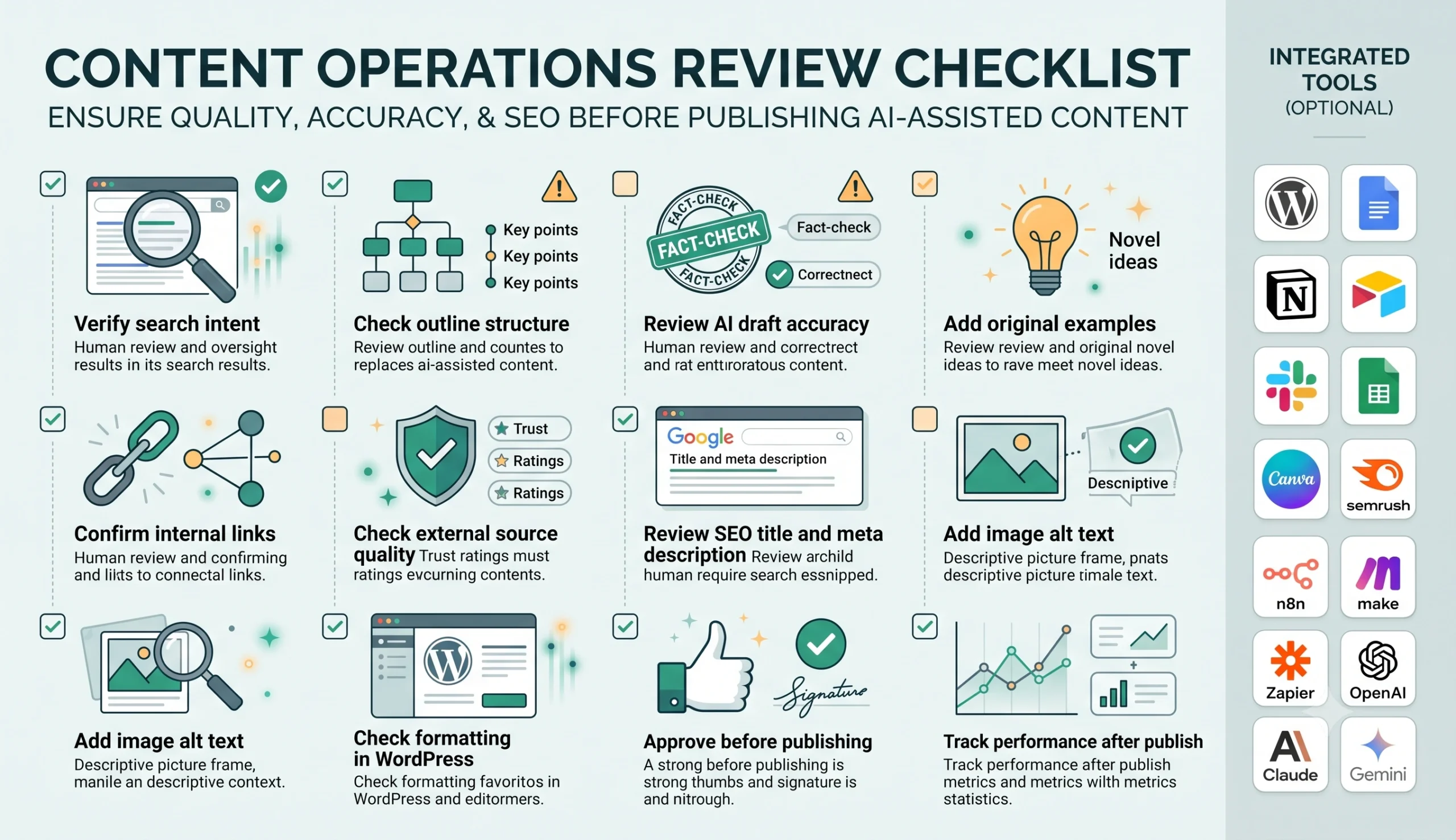 Content operations automation quality review checklist for small business publishing