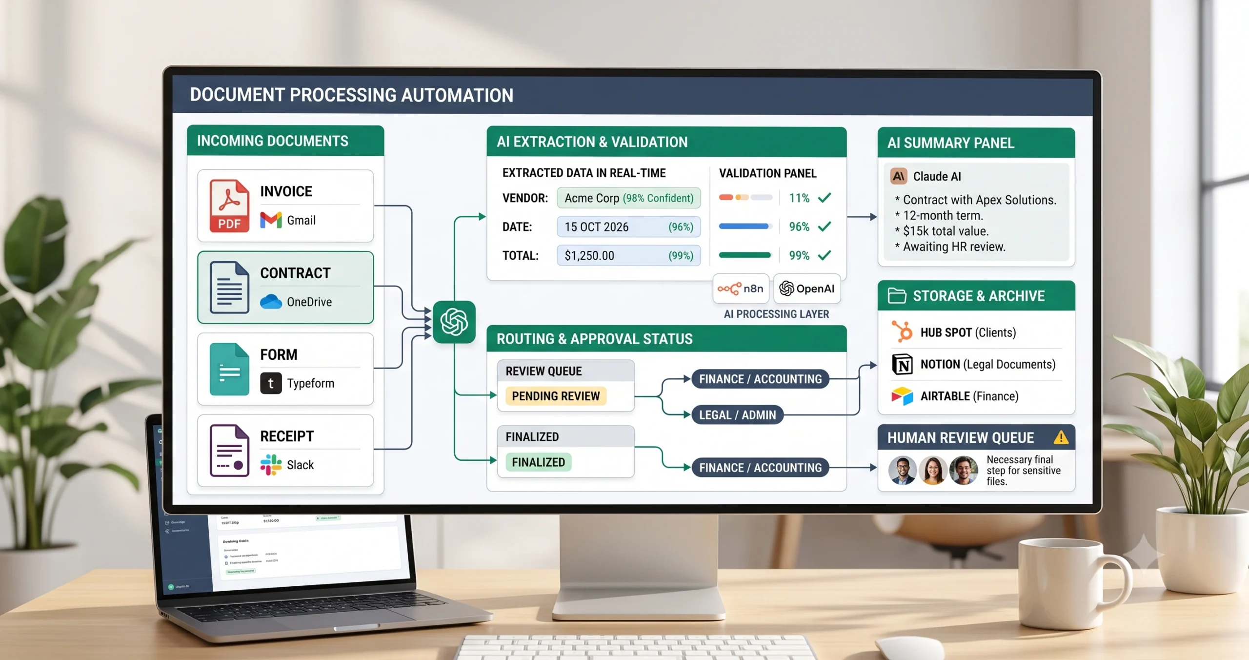 Document processing automation template for small business workflows