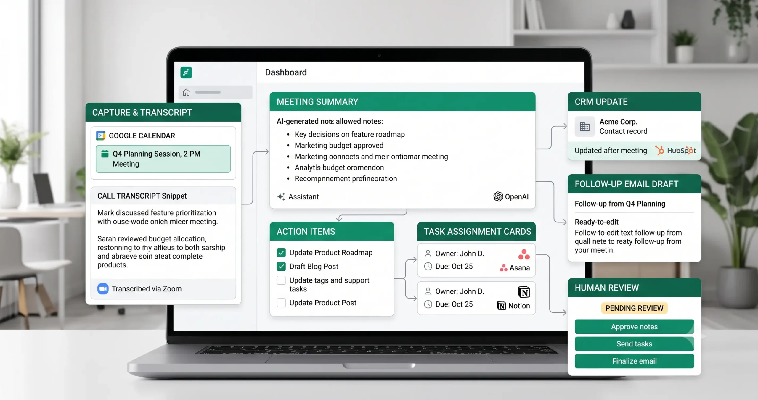Meeting notes automation template for small business workflows