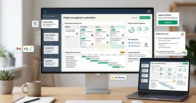 Project management automation template for small business project workflows