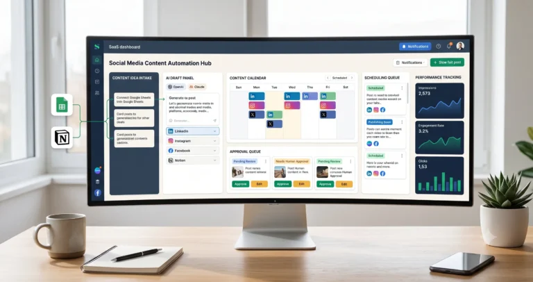 Social media content automation template for small business marketing workflows