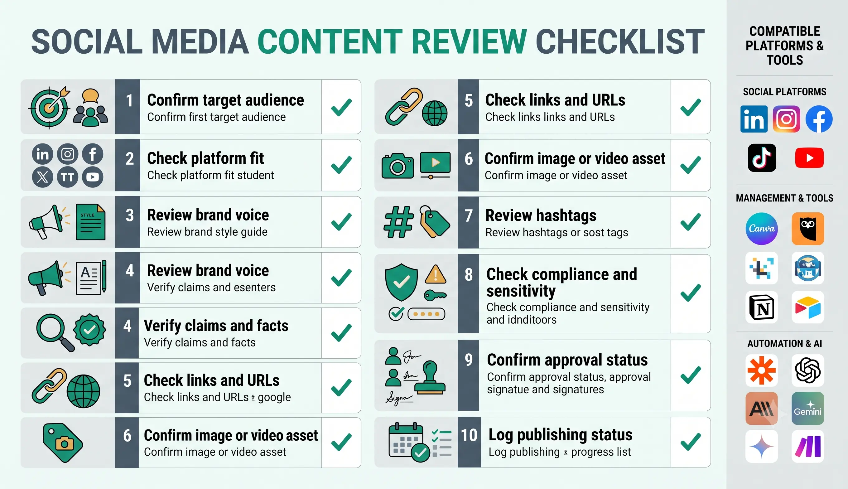 Social media content automation quality review checklist for small businesses